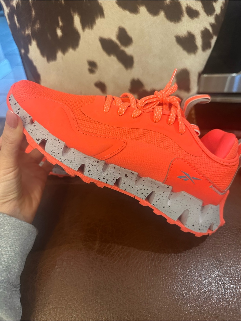 Women Reebok Neon Orange Trail Runner Sneakers (missing insoles)